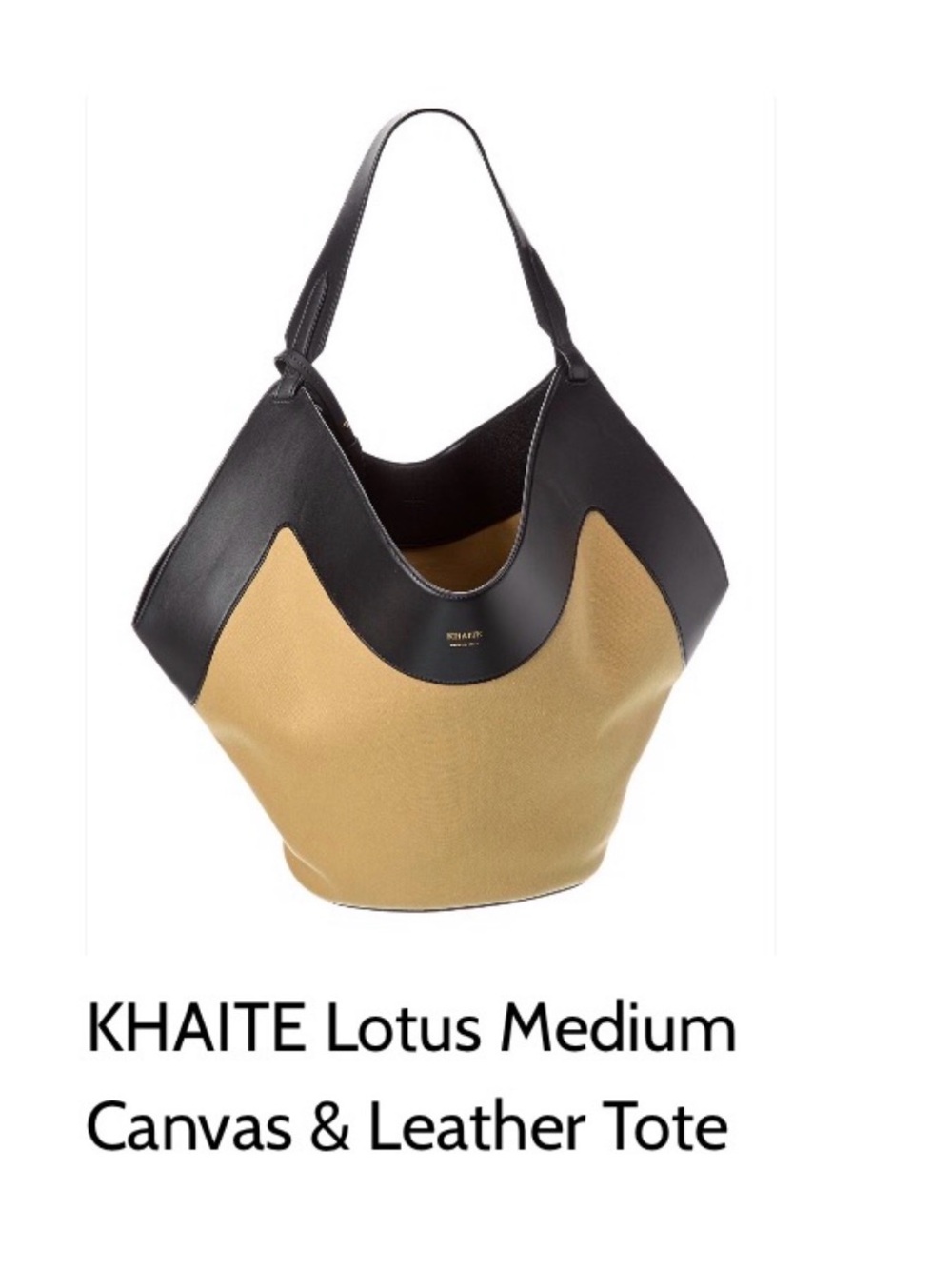 KHAITE Lotus Medium Canvas and Leather Tote in Tan and Black